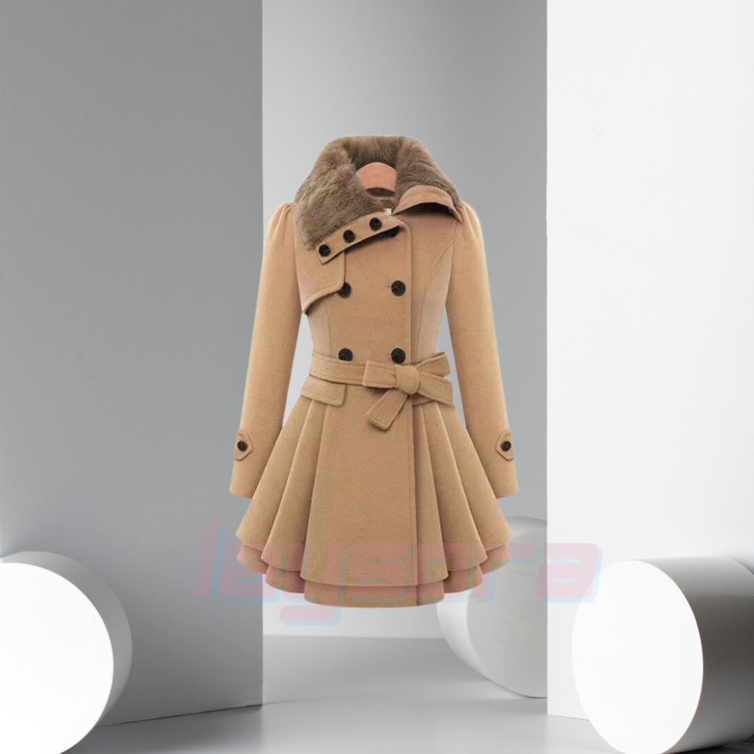 Liana | Eleganter Trenchcoat mit Kunstpelz